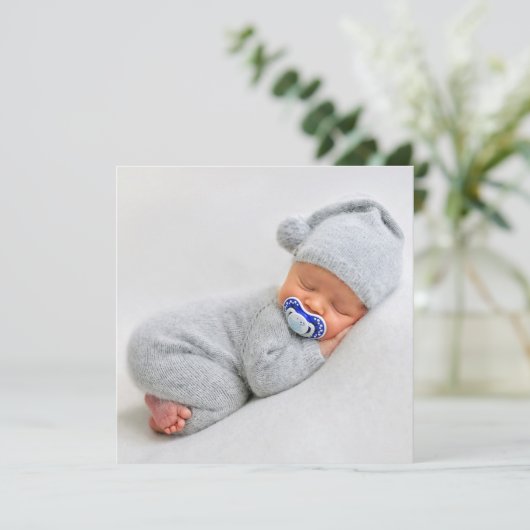 Baby Boy Schattigee Foto Waterverf Custom Aankondiging (Staand voorkant)