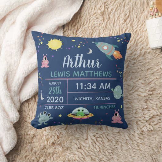 Baby Boy Schattigee Ruimte Buitenaards Geboorte St Kussen (Deken)