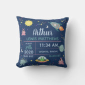 Baby Boy Schattigee Ruimte Buitenaards Geboorte St Kussen (Voorkant)