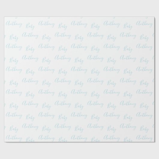 Baby Boy Script Blue Name Gepersonaliseerd Cadeaupapier (Vlak)