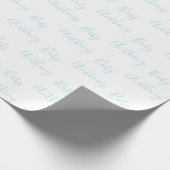 Baby Boy Script Blue Name Gepersonaliseerd Cadeaupapier (Hoek)