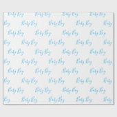 Baby Boy Script Blue Shower Cadeaupapier (Vlak)