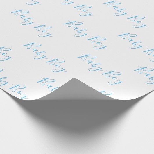 Baby Boy Script Blue Shower Cadeaupapier (Hoek)