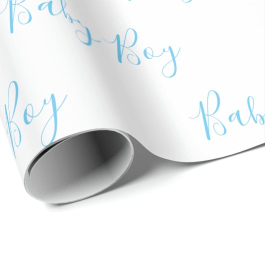 Baby Boy Script Blue Shower Cadeaupapier (Rol Hoek)