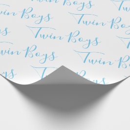Baby Boy Script Blue Twin Boys Baby Cadeaupapier