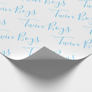 Baby Boy Script Blue Twin Boys Baby Cadeaupapier