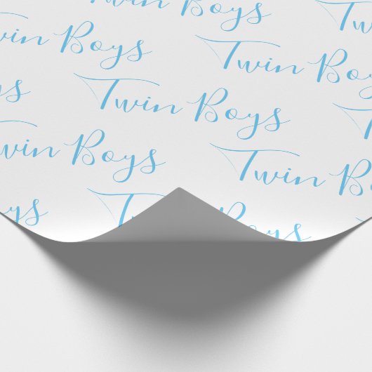 Baby Boy Script Blue Twin Boys Baby Cadeaupapier (Hoek)