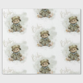 Baby Boy Script Hunter Teddy Bear Baby shower Cadeaupapier (Vlak)
