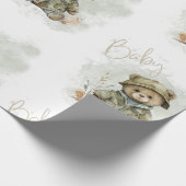 Baby Boy Script Hunter Teddy Bear Baby shower Cadeaupapier (Hoek)