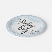 Baby boy script lichtblauw glitter Papier Bord (Gekanteld)