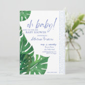 Baby Boy, Script Quote Tropical Floral Baby shower Kaart (Staand voorkant)