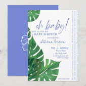Baby Boy, Script Quote Tropical Floral Baby shower Kaart (Voorkant / Achterkant)