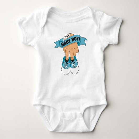 Baby Boy Shoe Banner – A Cute and Classic Welcome  Romper (Voorkant)