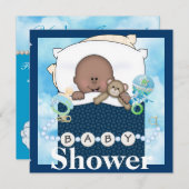 BABY BOY SHOWER AFRICAN AMERICAN INVITATION KAART (Voorkant / Achterkant)