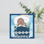 BABY BOY SHOWER AFRICAN AMERICAN INVITATION KAART (Staand voorkant)
