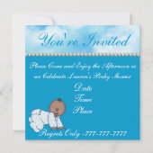 BABY BOY SHOWER AFRICAN AMERICAN INVITATION KAART (Achterkant)