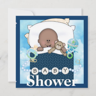 BABY BOY SHOWER AFRICAN AMERICAN INVITATION KAART