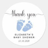 Baby Boy Shower Blue Feet Dank je Ronde Sticker (Voorkant)