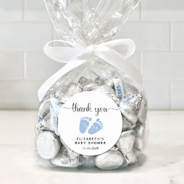 Baby Boy Shower Blue Feet Dank je Ronde Sticker