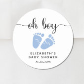 Baby Boy Shower Blue Feet Ronde Sticker