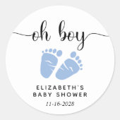 Baby Boy Shower Blue Feet Ronde Sticker (Voorkant)