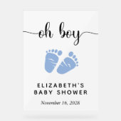 Baby Boy Shower Blue Feet Welkom Acryl Bord (Voorkant)