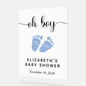 Baby Boy Shower Blue Feet Welkom Acryl Bord (Hoek)