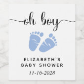 Baby Boy Shower Blue Feet Wijn Etiket (Enkel label)