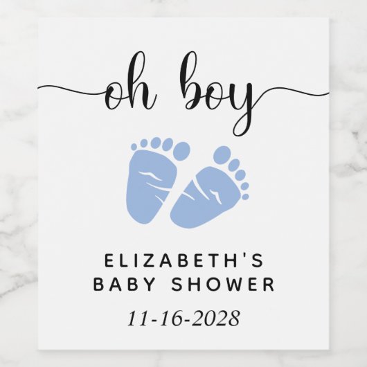 Baby Boy Shower Blue Feet Wijn Etiket (Enkel label)