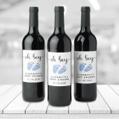 Baby Boy Shower Blue Feet Wijn Etiket