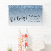 Baby Boy Shower Blue Glitter Welkom Spandoek (Insitu)