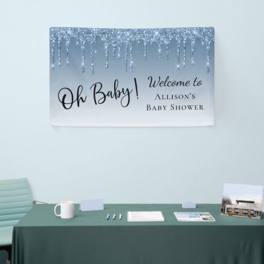 Baby Boy Shower Blue Glitter Welkom Spandoek (Beurs)