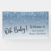 Baby Boy Shower Blue Glitter Welkom Spandoek (Horizontaal)