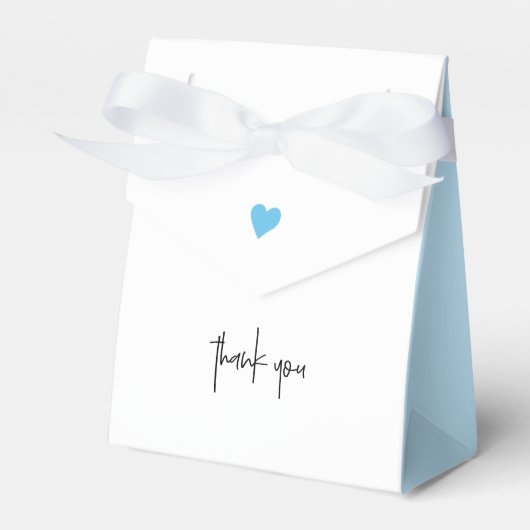 Baby Boy Shower Blue Heart Ribbon Dank je Bedankdoosjes (Voorkant Zijde)