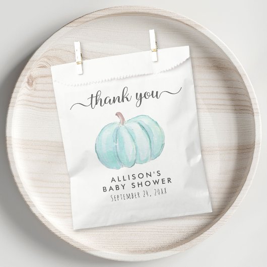 Baby Boy Shower Blue Pumpkin Hartelijk dank Bedankzakje