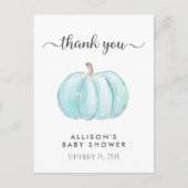 Baby Boy Shower Blue Pumpkin Hartelijk dank Briefkaart (Voorkant)