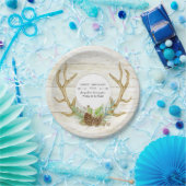 Baby Boy Shower Boho Deer Antler Woodland Forest Papieren Bordje (Feest)