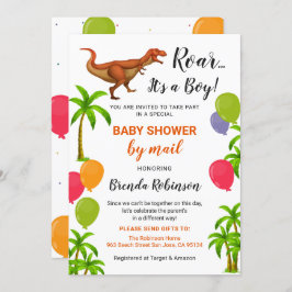 Baby Boy Shower by Mail Roar Oerwoud Dinosaur Kaart