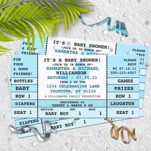 Baby Boy Shower Concert Ticket Invitation Kaart