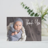 Baby Boy Shower Cute Custom Modern Bedankkaart (Staand voorkant)