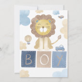 Baby Boy Shower Cute Lion Uitnodiging (Achterkant)