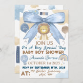 Baby Boy Shower Cute Lion Uitnodiging (Voorkant / Achterkant)