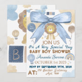 Baby Boy Shower Cute Lion Uitnodiging (Voorkant / Achterkant)