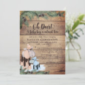 Baby Boy Shower Cute Rustic Winter Deer Kaart (Staand voorkant)