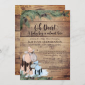 Baby Boy Shower Cute Rustic Winter Deer Kaart (Voorkant / Achterkant)