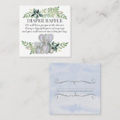 Baby Boy Shower Diaper Raffle Blue Mammie Elephant Vierkante Visitekaartje (Voorkant / Achterkant)
