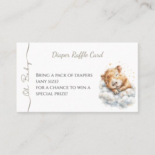Baby Boy Shower • Diaper Raffle Card • Capybara Visitekaartje (Voorkant)