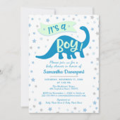 Baby Boy Shower Dinosaur Blue Theme Het is een jon Kaart (Voorkant)