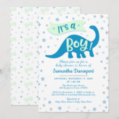 Baby Boy Shower Dinosaur Blue Theme Het is een jon Kaart (Voorkant / Achterkant)