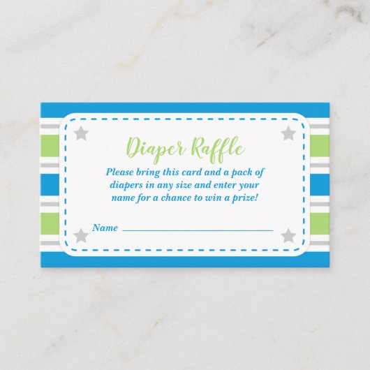 Baby Boy Shower Dinosaur Diaper Raffle Card Informatiekaartje (Voorkant)